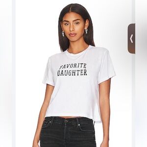 NWT FAVORITE DAUGHTER Cropped Collegiate Tee in Bright White Size Medium